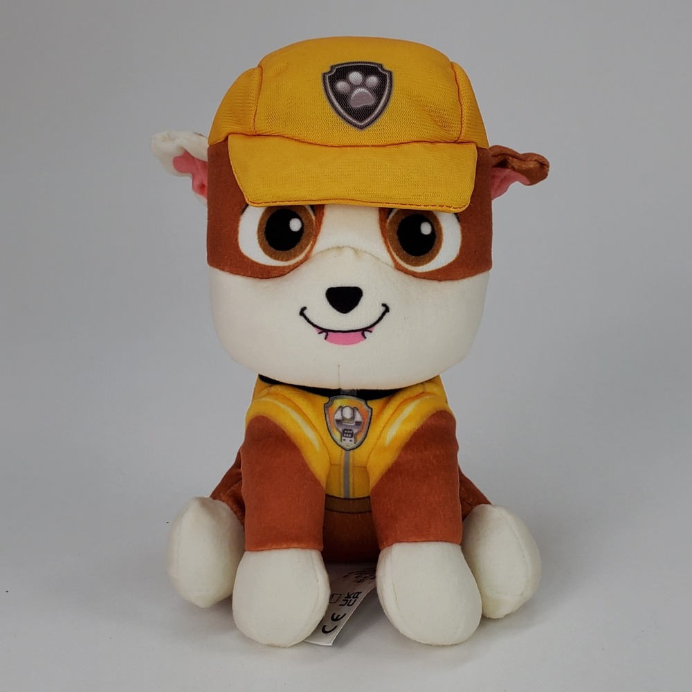 Paw Patrol Rubble Plush Stuffed Animal Construction Dog Yellow 7 Inch 2024